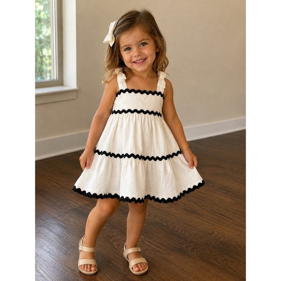 Joie Other - Joie Kids White Tiered Ric Rac Trim Dress 24M Sleeveless Summer Party Dress
